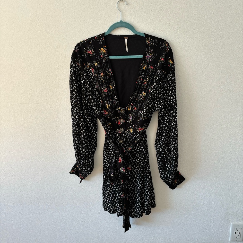 Free People Wonderland Mini Dress Black Floral - Picture 4 of 6